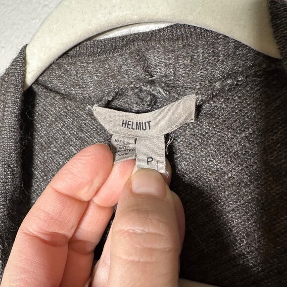 Helmut Lang Draped Cardigan Size Small Sweater Alpaca Silk Blend Gray Brown - Picture 6 of 9